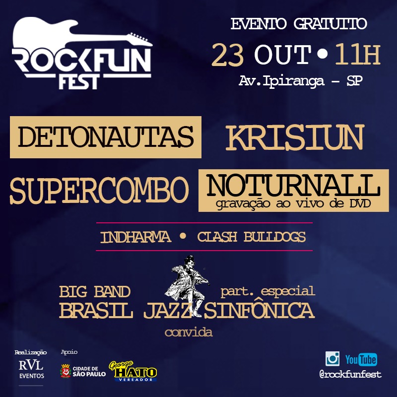 ROCKFUN FEST: evento gratuito com NOTURNALL, KRISIUN e outros acontece dia 23 de outubro em São Paulo