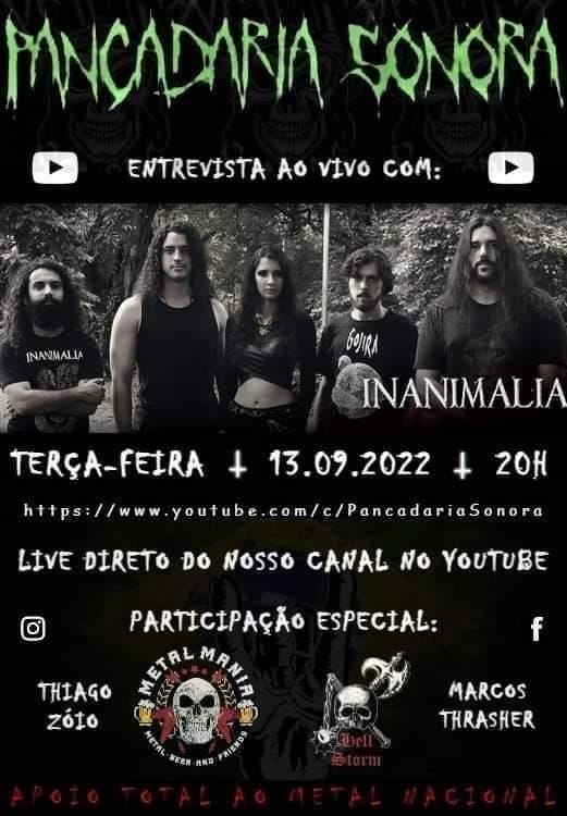 Inanimalia: banda concede entrevista exclusiva ao canal “Pancadaria Sonora” no próximo dia 13 de setembro