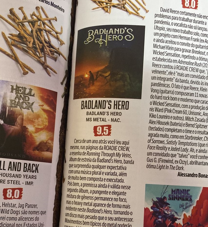 BADLAND’S HERO: álbum conquista nota 9,5 em resenha da Roadie Crew Mag.