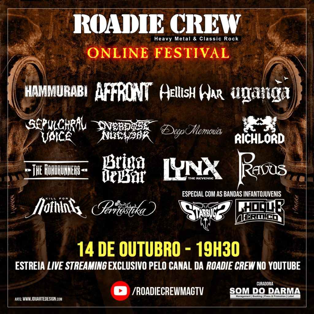 Grandes estreias, bandas infantojuvenis e novos nomes da cena no “Roadie Crew – Online Festival” desta sexta