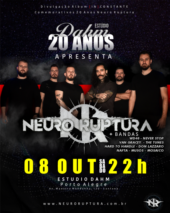 NEURO RUPTURA: show neste sábado em comemoração aos seus 20 anos de trajetória