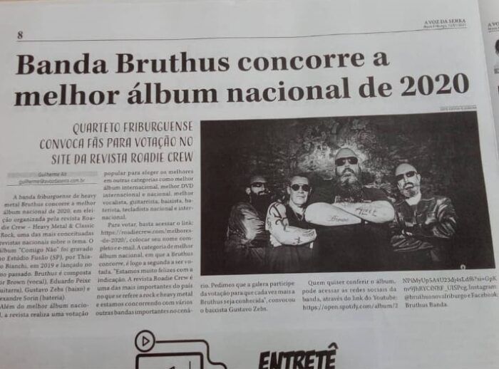 BRUTHUS: primeiro disco da carreira concorreu entre os melhores de 2020 pela Roadie Crew Mag.