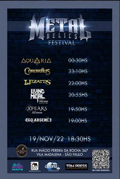 Metal Relics Festival: horários dos shows de Wizards, Caravellus, Aquaria, Living Metal, XFEARS e Ego Absence