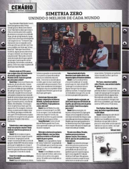 SIMETRIA ZERO: destaque em entrevista para a revista Roadie Crew