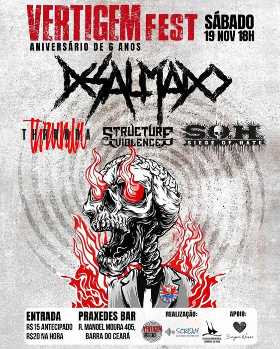 STRUCTURE VIOLENCE: show neste sábado no Vertigem Fest em Fortaleza/CE