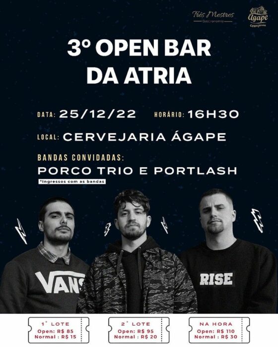 ATRIA: 3º Open Bar será realizado dia 25 de dezembro
