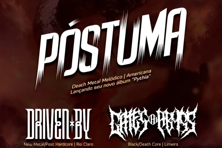 🔥 PÓSTUMA segue com a ‘Pythía Tour 2025’ e toca ao lado de Driven By e Gates Ov Abyss em São Paulo neste sábado (05)