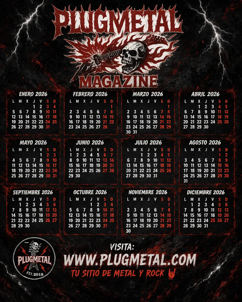 Calendario 2026 1º versión